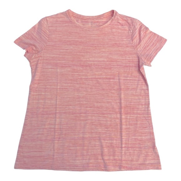Talbots Womens T Shirt Size Small Pink Orange Short Sleeve Crew Neck Striped - Picture 4 of 9